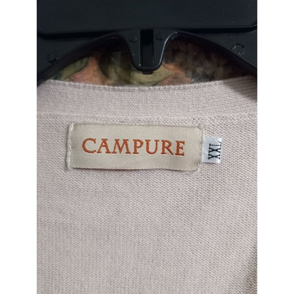 Campure XXL Beige Casual Comfort Button Down Cardigan Boho Minimalist Sweater - Picture 2 of 4